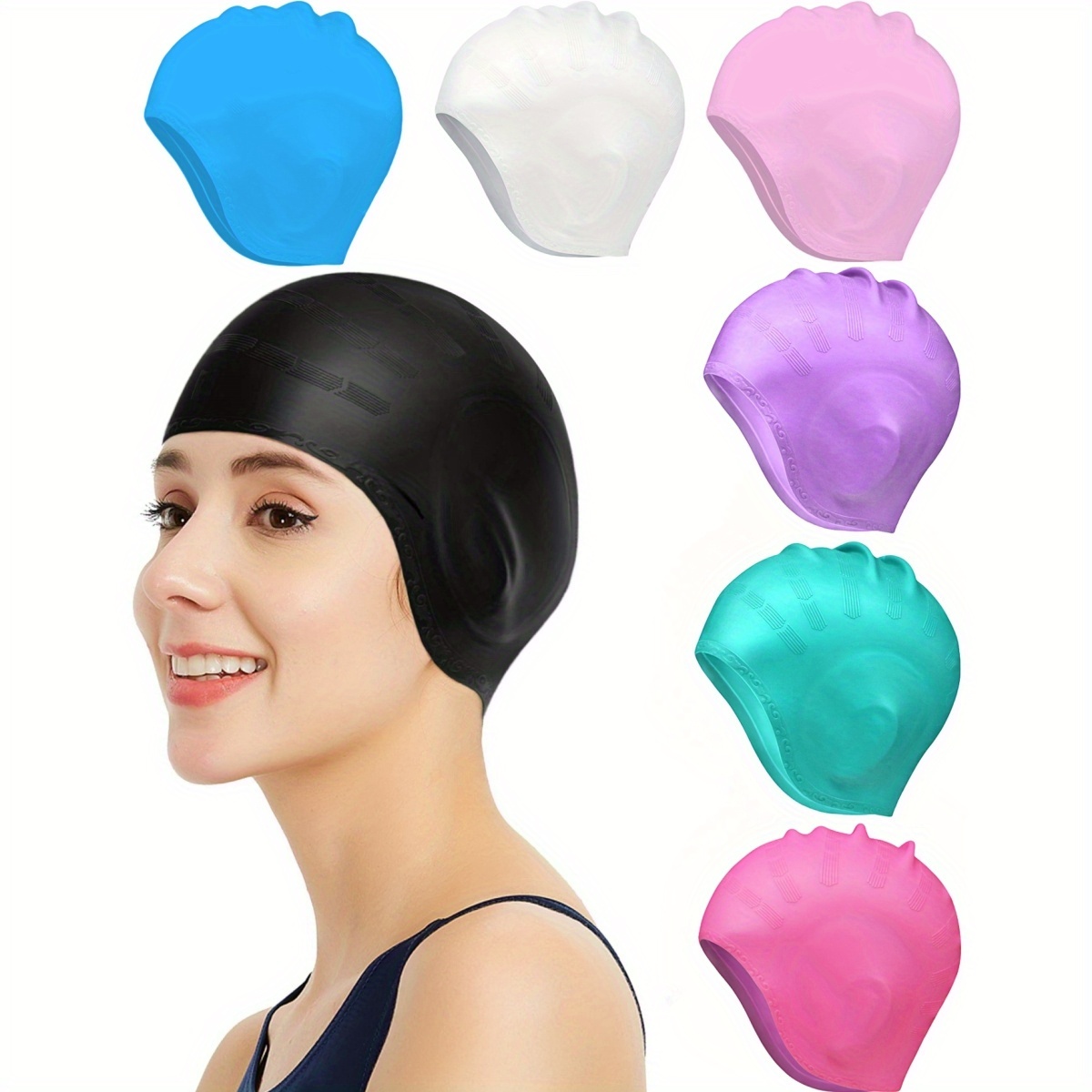 Aquatic Sports Cap - Gehörschutz-Schwimmkappe - Professionelle Silikon-Schwimmkappe, Doppelte Ohrenabdeckung,