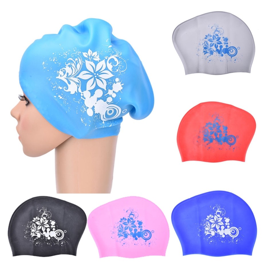 Aquatic Sports Cap - Silikon-Badekappe für langes Haar, wasserdichte Badekappen