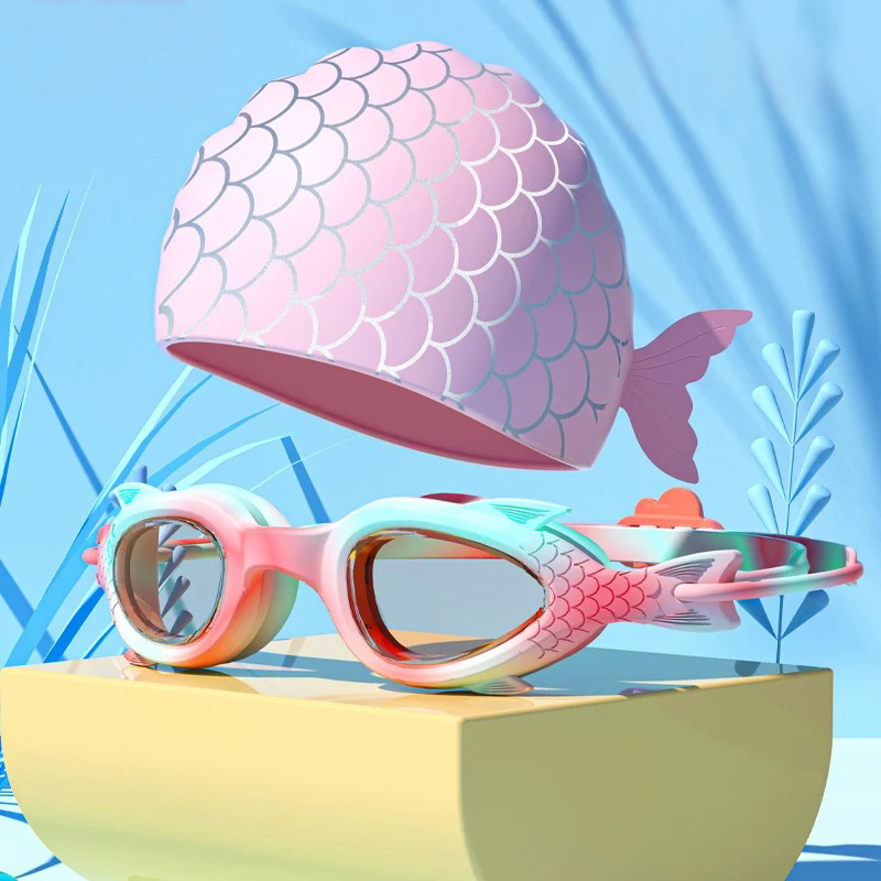 Aquatic Sports Cap - Kinder-Schwimmbrille; Wasserdichte und beschlagfreie Silikon-Schwimmkappe und
