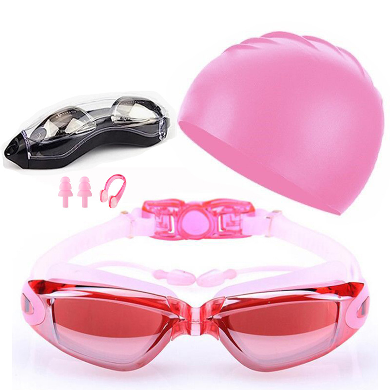 Aquatic Sports Cap - Erwachsenen-Schwimmbrillen-Set mit Kappe HD Wasserdichter Augenschutz