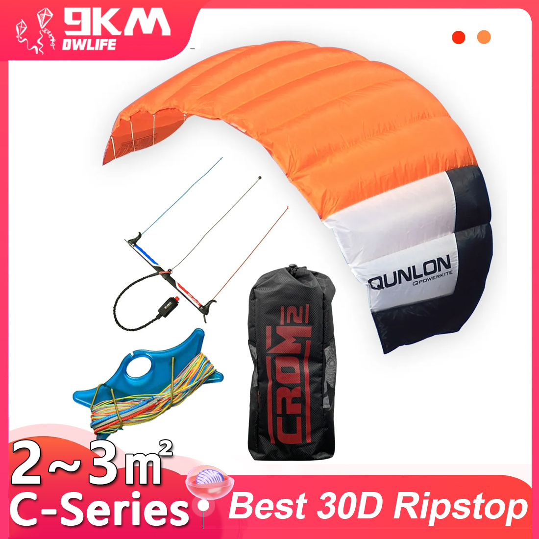 9 km2 ~ 3 m2 Triple Line Power – Kite Surf Bar Control Bewertung und Preis